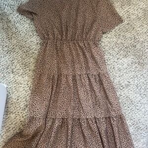 SHEIN Brown Leopard Print Maxi Dress